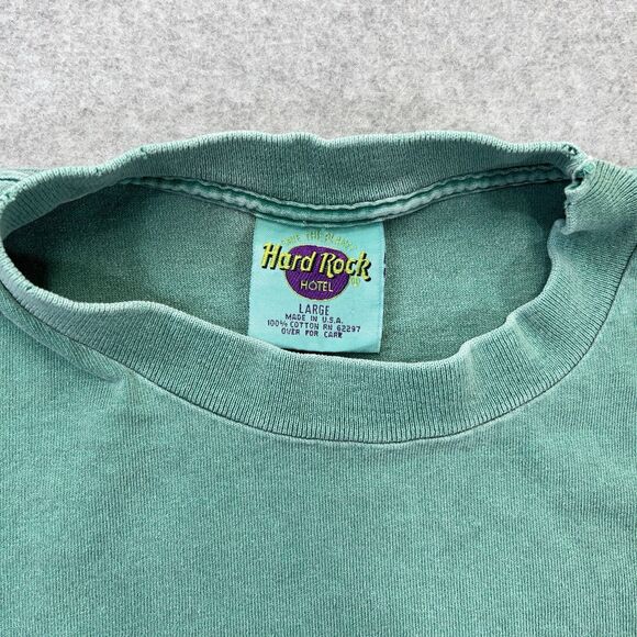 VTG Hard Rock Hotel Las Vegas T-Shirt Adult Large L Green Single Stitch USA Made - Picture 4 of 9